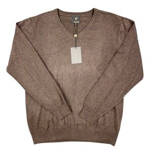 F/X Fusion V-Neck Sweater Mens M Brown Heather Cotton Blend NWT
